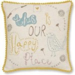 Scandi Happy Place Embroidered Ochre Cushion Ochre (Yellow)