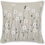 Scandi Floral Embroidered Grey Cushion Grey