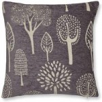 Chenille Trees Square Cushion Grey