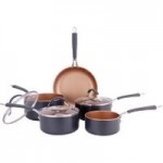 5 Piece Grey & Copper Induction Pan Set Copper