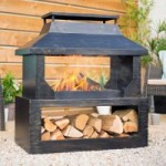 Stonehurst Steel Outdoor Log Fireplace Black