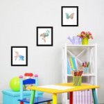 Butterfly, Unicorn and Flamingo Wall Art MultiColoured