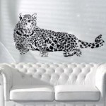 Leopard with Crystals Wall Sticker Black