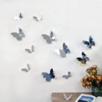 Mirror Effect 3D Butterfly Wall Stickers Silver