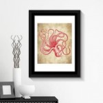 Octopus Framed Wall Art Red