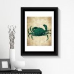Crab Framed Wall Art Green