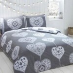 Rapport Home Scandi Hearts Grey 100% Brushed Cotton Duvet Cover and Pillowcase Set Grey