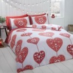 Rapport Home Scandi Hearts Red 100% Brushed Cotton Duvet Cover and Pillowcase Set Red