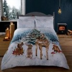 Rapport Home Woodland Christmas Duvet Cover and Pillowcase Set Walnut Brown