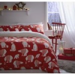 Catherine Lansfield Polar Bear Fleece Red Duvet Cover and Pillowcase Set Red