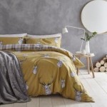 Catherine Lansfield Stag Ochre Duvet Cover and Pillowcase Set Yellow