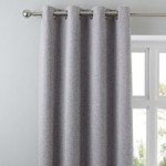 Textured Chenille Silver Eyelet Curtains Silver