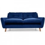 Halston Velvet 3 Seater Sofa Blue