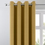 Indiana Mustard Jacquard Eyelet Curtains Mustard Yellow