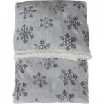 Embossed Snowflake Silver Sherpa Throw Silver