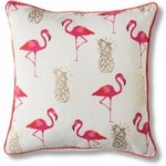 Gallery Direct Flamingo and Pineapples Pink Cushion GoldPink