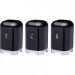 Set of 3 Lovello Black Tea Coffee and Sugar Canisters Black