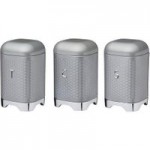Set of 3 Lovello Grey Tea Coffee and Sugar Canisters Grey