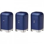 Set of 3 Lovello Blue Tea Coffee and Sugar Canisters Blue