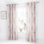 Catherine Lansfield Canterbury Blush Easy Care Eyelet Curtains Pink