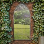 Chapel Distressed Bronze Garden Window Mirror Grey