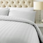 Xquisite Home White Satin Stripe 800 Thread Count Cotton Duvet Cover and Pillowcase Set White