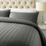 Xquisite Home Steel Satin Stripe 800 Thread Count Cotton Duvet Cover and Pillowcase Set Grey