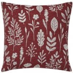 Woven Floral Chenille Burgundy Cushion Cover Red