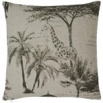 Colonial Giraffe Scene Cushion Cover Grey