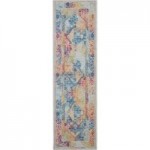 Nourison Ankara Global 4 Runner in Ivory Pink and Blue