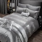 By Caprice Jasmine Silver Sequin Duvet Cover Silver