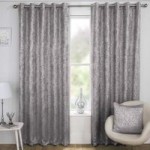 Halo Grey Velvet Thermal Eyelet Curtains Grey