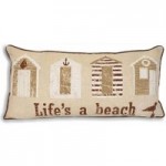 Tenby Beach Hut Cushion Natural