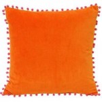 Velvet Pom Pom Cushion Orange