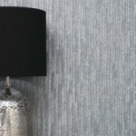 Bergamo Leather Texture Dark Grey and Silver Wallpaper Silver