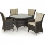 Maze Rattan LA Brown 4 Seat Round Dining Set Brown