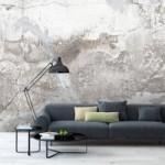 Distressed Wall Mural Wallpaper White