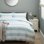 Skye Stripe Blue 180 Thread Count Duvet Cover and Pillowcase Set Blue