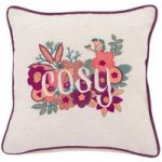 Cosy Floral Embroidered Cushion Purple