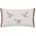 Pink Embroidered Hummingbird Cushion Pink
