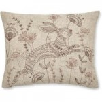 Embroidered Hare Cushion Natural