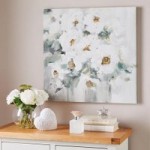 White Abstract Floral Canvas White