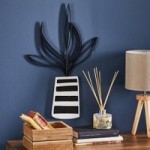 Stripey Plant Wall Art Black and white