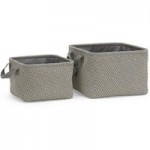 Set of 2 Grey Fabric Storage Baskets Grey