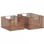 Set of 2 Metal Copper Effect Storage Baskets Copper