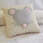 Daisy Mouse Embroidered Cushion Yellow