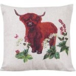 Highland Cow Cushion Natural
