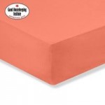 Non Iron Plain Dye 28cm Coral Fitted Sheet Orange