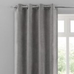 Margot Grey Matt Velour Eyelet Curtains Grey