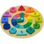 Wooden Tell The Time Clock MultiColoured